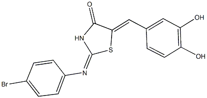 2-[(4-bromophenyl)imino]-5-(3,4-dihydroxybenzylidene)-1,3-thiazolidin-4-one 结构式