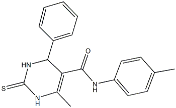 6-methyl-N-(4-methylphenyl)-4-phenyl-2-thioxo-1,2,3,4-tetrahydro-5-pyrimidinecarboxamide 结构式