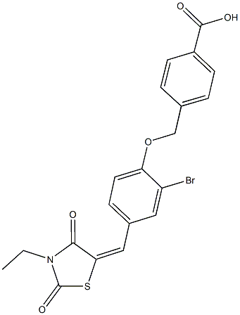 4-({2-bromo-4-[(3-ethyl-2,4-dioxo-1,3-thiazolidin-5-ylidene)methyl]phenoxy}methyl)benzoic acid 结构式