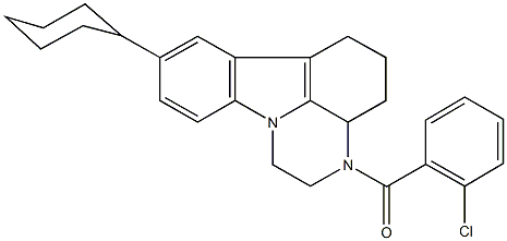 3-(2-chlorobenzoyl)-8-cyclohexyl-2,3,3a,4,5,6-hexahydro-1H-pyrazino[3,2,1-jk]carbazole 结构式