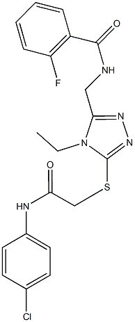 N-[(5-{[2-(4-chloroanilino)-2-oxoethyl]sulfanyl}-4-ethyl-4H-1,2,4-triazol-3-yl)methyl]-2-fluorobenzamide 结构式