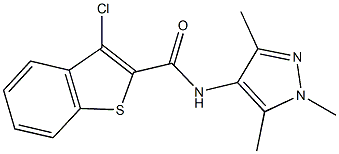 3-chloro-N-(1,3,5-trimethyl-1H-pyrazol-4-yl)-1-benzothiophene-2-carboxamide 结构式