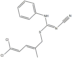 5,5-dichloro-2-methyl-2,4-pentadienyl N'-cyano-N-phenylimidothiocarbamate 结构式