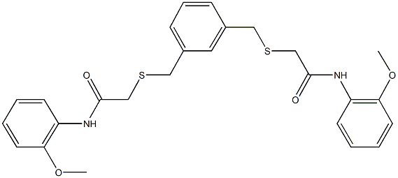 2-{[3-({[2-(2-methoxyanilino)-2-oxoethyl]sulfanyl}methyl)benzyl]sulfanyl}-N-(2-methoxyphenyl)acetamide 结构式