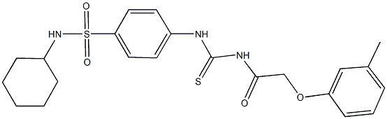 N-cyclohexyl-4-[({[(3-methylphenoxy)acetyl]amino}carbothioyl)amino]benzenesulfonamide 结构式