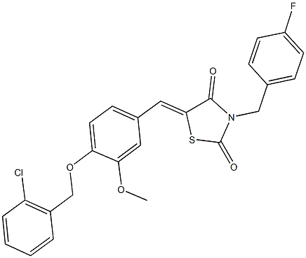 5-{4-[(2-chlorobenzyl)oxy]-3-methoxybenzylidene}-3-(4-fluorobenzyl)-1,3-thiazolidine-2,4-dione 结构式
