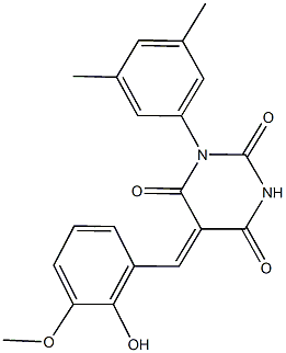 1-(3,5-dimethylphenyl)-5-(2-hydroxy-3-methoxybenzylidene)-2,4,6(1H,3H,5H)-pyrimidinetrione 结构式