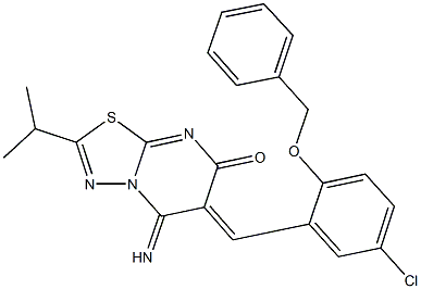6-[2-(benzyloxy)-5-chlorobenzylidene]-5-imino-2-isopropyl-5,6-dihydro-7H-[1,3,4]thiadiazolo[3,2-a]pyrimidin-7-one 结构式
