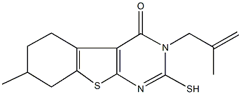 7-methyl-3-(2-methylprop-2-enyl)-2-sulfanyl-5,6,7,8-tetrahydro[1]benzothieno[2,3-d]pyrimidin-4(3H)-one 结构式