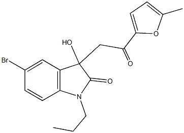 5-bromo-3-hydroxy-3-[2-(5-methyl-2-furyl)-2-oxoethyl]-1-propyl-1,3-dihydro-2H-indol-2-one 结构式