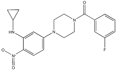 1-{3-(cyclopropylamino)-4-nitrophenyl}-4-(3-fluorobenzoyl)piperazine 结构式