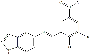 2-bromo-4-nitro-6-[(1H-indazol-5-ylimino)methyl]phenol 结构式