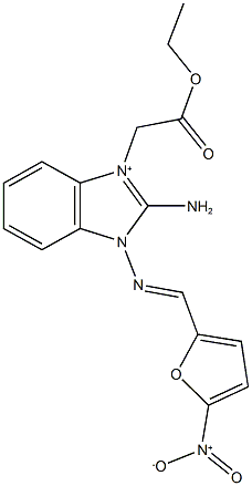 2-amino-1-(2-ethoxy-2-oxoethyl)-3-{[(5-nitro-2-furyl)methylene]amino}-3H-benzimidazol-1-ium 结构式