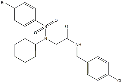 2-[[(4-bromophenyl)sulfonyl](cyclohexyl)amino]-N-[(4-chlorophenyl)methyl]acetamide 结构式