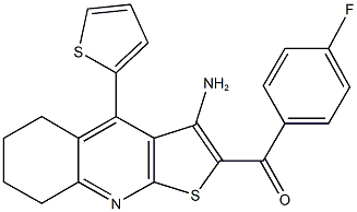 [3-amino-4-(2-thienyl)-5,6,7,8-tetrahydrothieno[2,3-b]quinolin-2-yl](4-fluorophenyl)methanone 结构式