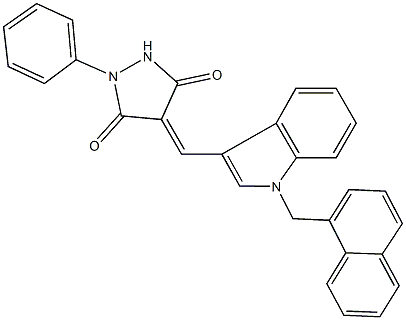 4-{[1-(1-naphthylmethyl)-1H-indol-3-yl]methylene}-1-phenyl-3,5-pyrazolidinedione 结构式