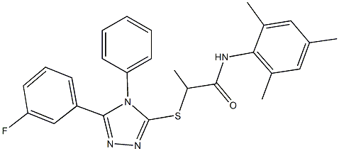 2-{[5-(3-fluorophenyl)-4-phenyl-4H-1,2,4-triazol-3-yl]sulfanyl}-N-mesitylpropanamide 结构式