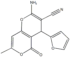 2-amino-4-(2-furyl)-7-methyl-5-oxo-4H,5H-pyrano[4,3-b]pyran-3-carbonitrile 结构式
