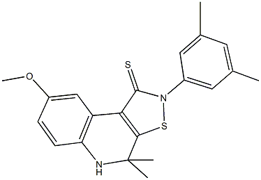 2-(3,5-dimethylphenyl)-8-methoxy-4,4-dimethyl-4,5-dihydroisothiazolo[5,4-c]quinoline-1(2H)-thione 结构式