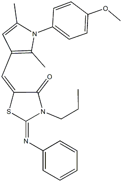 5-{[1-(4-methoxyphenyl)-2,5-dimethyl-1H-pyrrol-3-yl]methylene}-2-(phenylimino)-3-propyl-1,3-thiazolidin-4-one 结构式