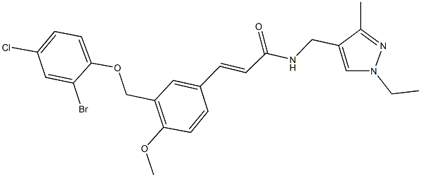 3-{3-[(2-bromo-4-chlorophenoxy)methyl]-4-methoxyphenyl}-N-[(1-ethyl-3-methyl-1H-pyrazol-4-yl)methyl]acrylamide 结构式