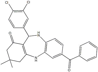 7-benzoyl-11-(3,4-dichlorophenyl)-3,3-dimethyl-2,3,4,5,10,11-hexahydro-1H-dibenzo[b,e][1,4]diazepin-1-one 结构式