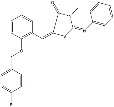 5-{2-[(4-bromobenzyl)oxy]benzylidene}-3-methyl-2-(phenylimino)-1,3-thiazolidin-4-one 结构式