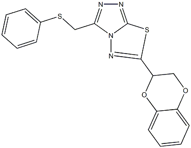 [6-(2,3-dihydro-1,4-benzodioxin-2-yl)[1,2,4]triazolo[3,4-b][1,3,4]thiadiazol-3-yl]methyl phenyl sulfide 结构式