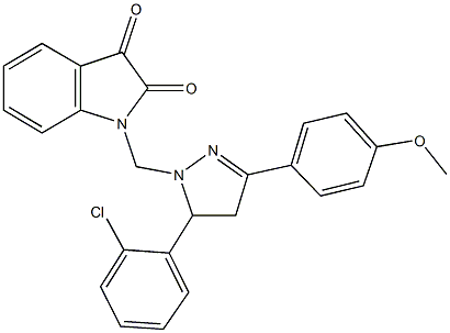 1-({5-(2-chlorophenyl)-3-[4-(methyloxy)phenyl]-4,5-dihydro-1H-pyrazol-1-yl}methyl)-1H-indole-2,3-dione 结构式