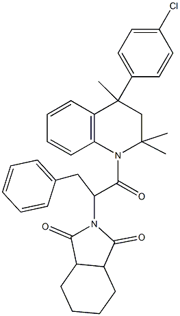2-[1-benzyl-2-(4-(4-chlorophenyl)-2,2,4-trimethyl-3,4-dihydro-1(2H)-quinolinyl)-2-oxoethyl]hexahydro-1H-isoindole-1,3(2H)-dione 结构式