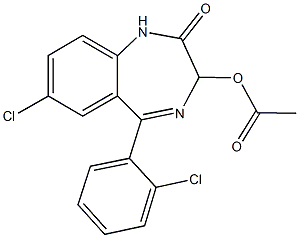 7-chloro-5-(2-chlorophenyl)-2-oxo-2,3-dihydro-1H-1,4-benzodiazepin-3-yl acetate 结构式