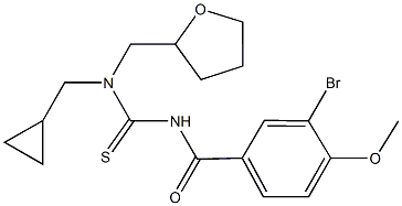 N'-(3-bromo-4-methoxybenzoyl)-N-(cyclopropylmethyl)-N-(tetrahydro-2-furanylmethyl)thiourea 结构式