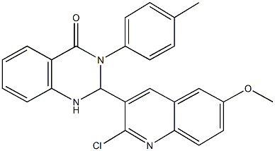 2-(2-chloro-6-methoxy-3-quinolinyl)-3-(4-methylphenyl)-2,3-dihydro-4(1H)-quinazolinone 结构式