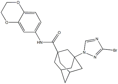 3-(3-bromo-1H-1,2,4-triazol-1-yl)-N-(2,3-dihydro-1,4-benzodioxin-6-yl)-1-adamantanecarboxamide 结构式