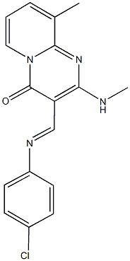 3-{[(4-chlorophenyl)imino]methyl}-9-methyl-2-(methylamino)-4H-pyrido[1,2-a]pyrimidin-4-one 结构式