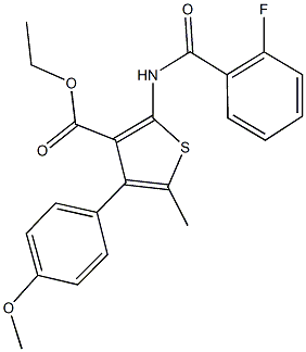ethyl 2-[(2-fluorobenzoyl)amino]-4-(4-methoxyphenyl)-5-methyl-3-thiophenecarboxylate 结构式