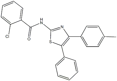 2-chloro-N-[4-(4-methylphenyl)-5-phenyl-1,3-thiazol-2-yl]benzamide 结构式