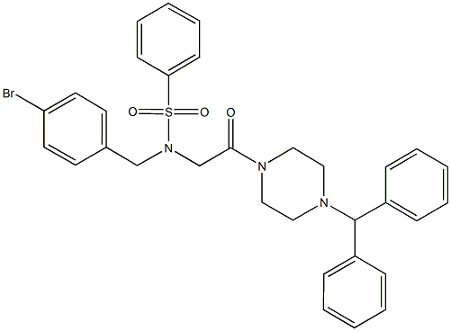 N-[2-(4-benzhydryl-1-piperazinyl)-2-oxoethyl]-N-(4-bromobenzyl)benzenesulfonamide 结构式