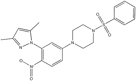 1-{3-(3,5-dimethyl-1H-pyrazol-1-yl)-4-nitrophenyl}-4-(phenylsulfonyl)piperazine 结构式