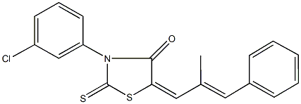 3-(3-chlorophenyl)-5-(2-methyl-3-phenyl-2-propenylidene)-2-thioxo-1,3-thiazolidin-4-one 结构式