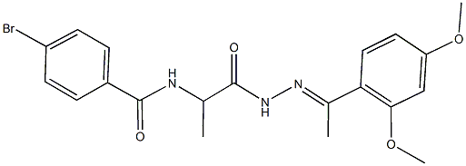 4-bromo-N-(2-{2-[1-(2,4-dimethoxyphenyl)ethylidene]hydrazino}-1-methyl-2-oxoethyl)benzamide 结构式