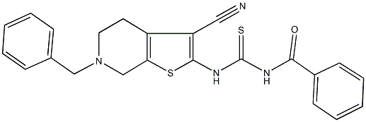 N-benzoyl-N'-(6-benzyl-3-cyano-4,5,6,7-tetrahydrothieno[2,3-c]pyridin-2-yl)thiourea 结构式