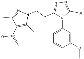 3-(2-{4-nitro-3,5-dimethyl-1H-pyrazol-1-yl}ethyl)-4-(3-methoxyphenyl)-5-sulfanyl-4H-1,2,4-triazole 结构式