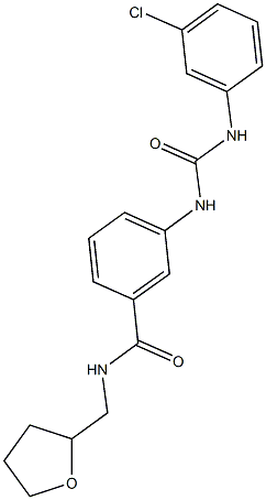 3-{[(3-chloroanilino)carbonyl]amino}-N-(tetrahydro-2-furanylmethyl)benzamide 结构式