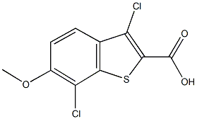 3,7-DICHLORO-6-METHOXY-1-BENZOTHIOPHENE-2-CARBOXYLIC ACID 结构式