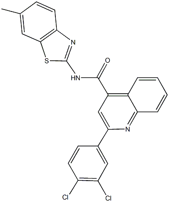 2-(3,4-dichlorophenyl)-N-(6-methyl-1,3-benzothiazol-2-yl)-4-quinolinecarboxamide 结构式