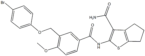 2-({3-[(4-bromophenoxy)methyl]-4-methoxybenzoyl}amino)-5,6-dihydro-4H-cyclopenta[b]thiophene-3-carboxamide 结构式