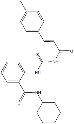 N-cyclohexyl-2-[({[3-(4-methylphenyl)acryloyl]amino}carbothioyl)amino]benzamide 结构式