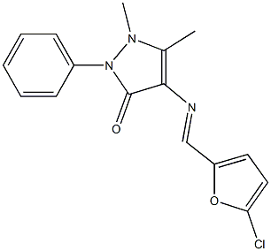 4-{[(5-chloro-2-furyl)methylene]amino}-1,5-dimethyl-2-phenyl-1,2-dihydro-3H-pyrazol-3-one 结构式