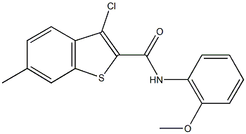 3-chloro-6-methyl-N-[2-(methyloxy)phenyl]-1-benzothiophene-2-carboxamide 结构式